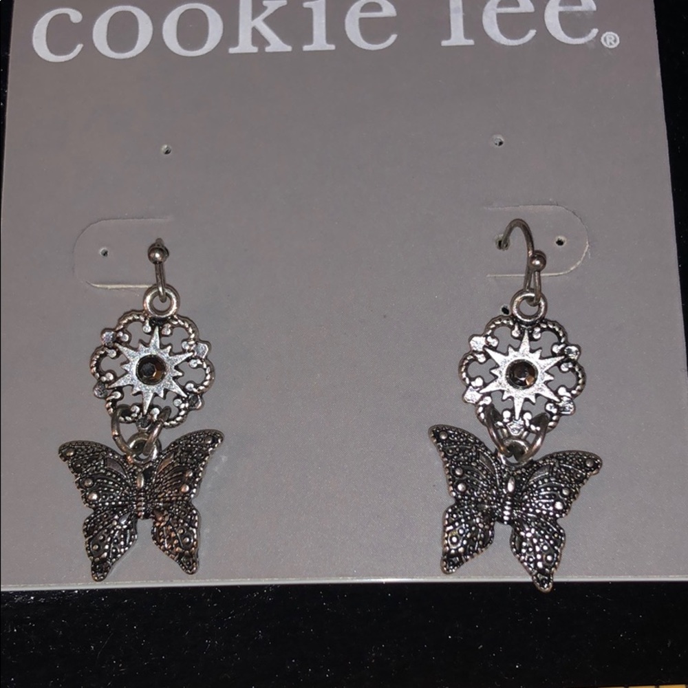 Genuine Crystal Silver Butterfly Earrings